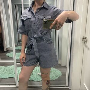 New Universal Thread Boxy Denim Playsuit Romper Size 4